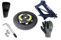 Set - Space saver wheel ALFA ROMEO 156 R17 5x98x58,1 + wrench+ car jack + car jack cover