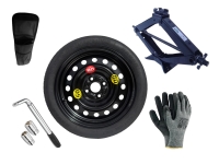 Set - Space saver wheel OPEL KARL R15 4x100x56,5 + wrench+ car jack + car jack cover