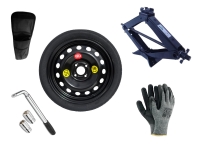 Set - Space saver wheel OPEL CORSA F R16 4x108x65,1 + wrench+ car jack + car jack cover